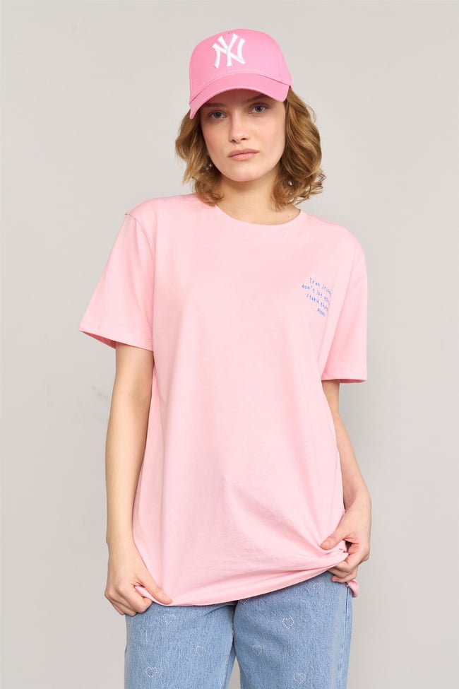 Çetinkaya Fithit 8380 Bayan Bisiklet Yaka 30/1 Penye Regular T-shirt Açık Pembe