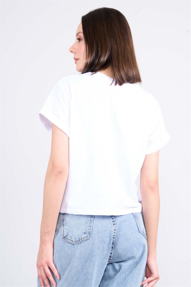 Çetinkaya Fithit 8382 Bayan Bisiklet Yaka 30/1 Penye Süprem T-shirt Beyaz
