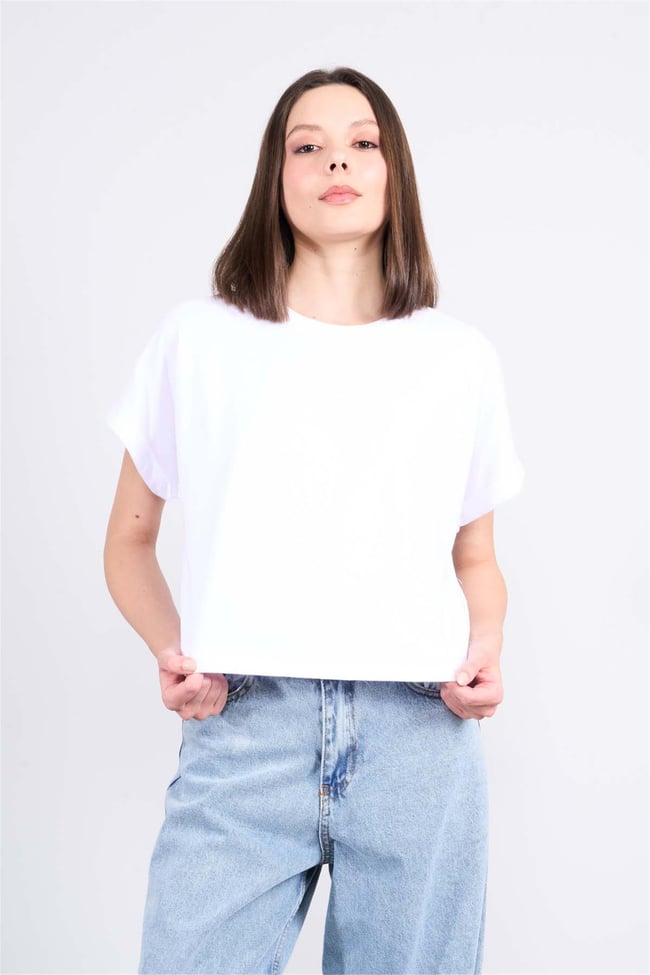 Çetinkaya Fithit 8382 Bayan Bisiklet Yaka 30/1 Penye Süprem T-shirt Beyaz
