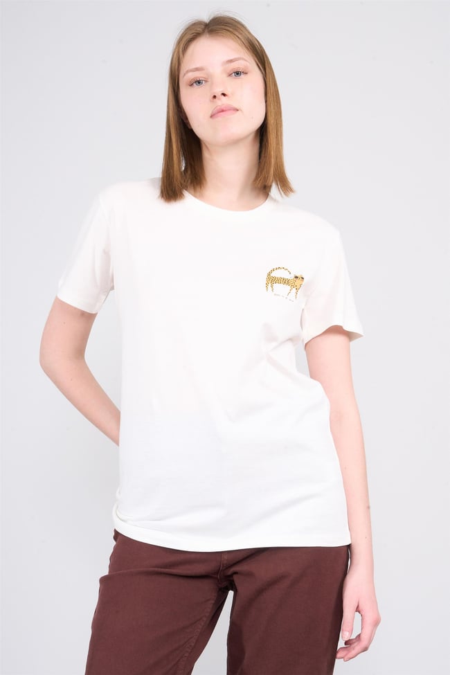 Çetinkaya Fithit 8414 Bayan Bisiklet Yaka 30/1 Penye Süprem Regular T-shirt Krem