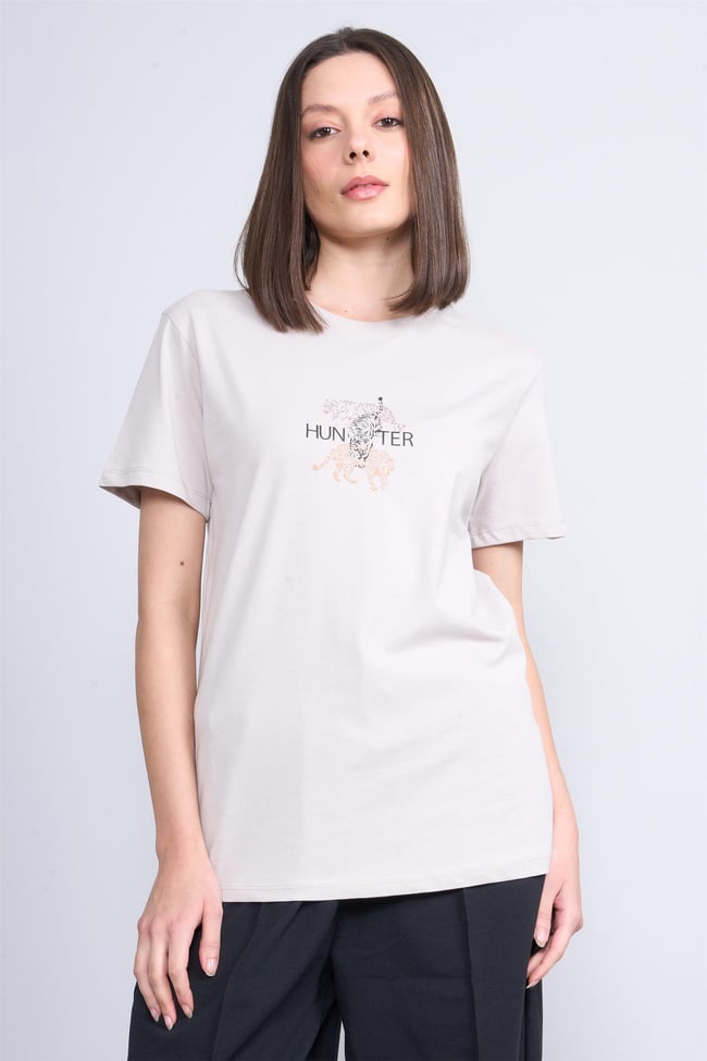 Çetinkaya Fithit 8415 Bayan Bisiklet Yaka 30/1 Penye Regular T-shirt Vizon
