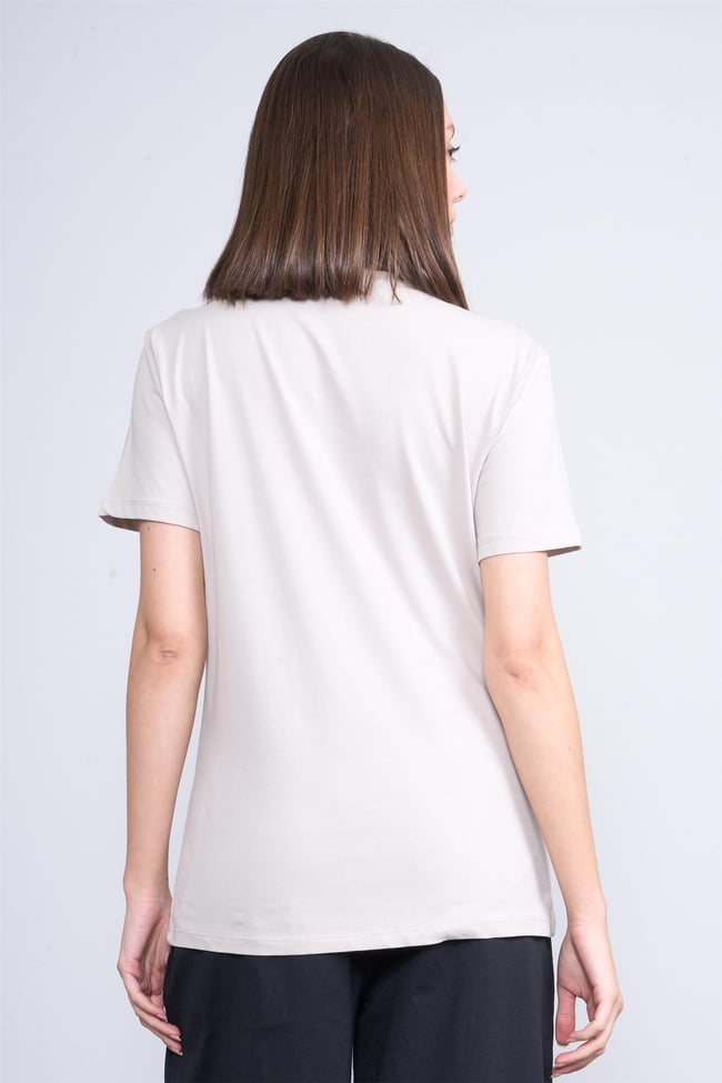 Çetinkaya Fithit 8415 Bayan Bisiklet Yaka 30/1 Penye Regular T-shirt Vizon