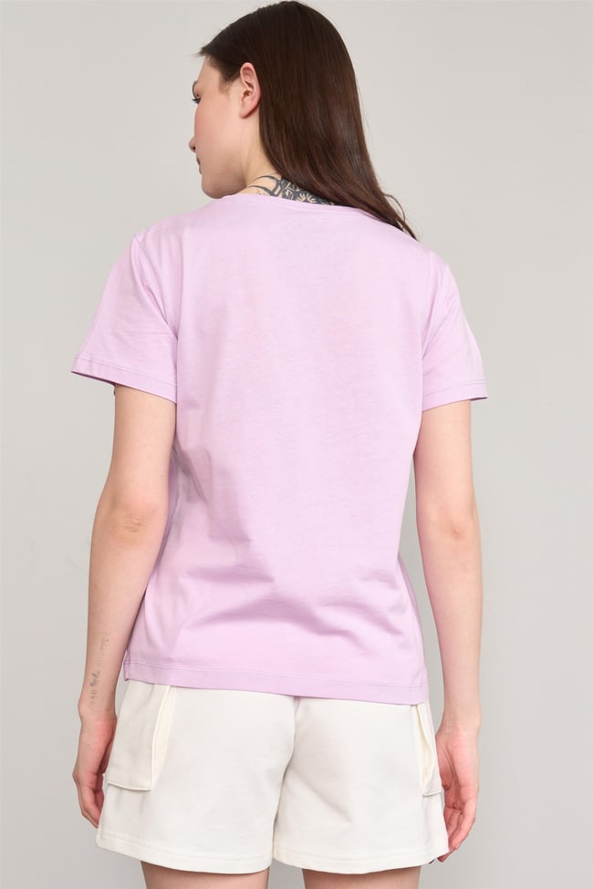 Çetinkaya Fithit 8474 Bayan Bisiklet Yaka 30/1 Compact Penye Süprem Baskılı T-shirt Lila