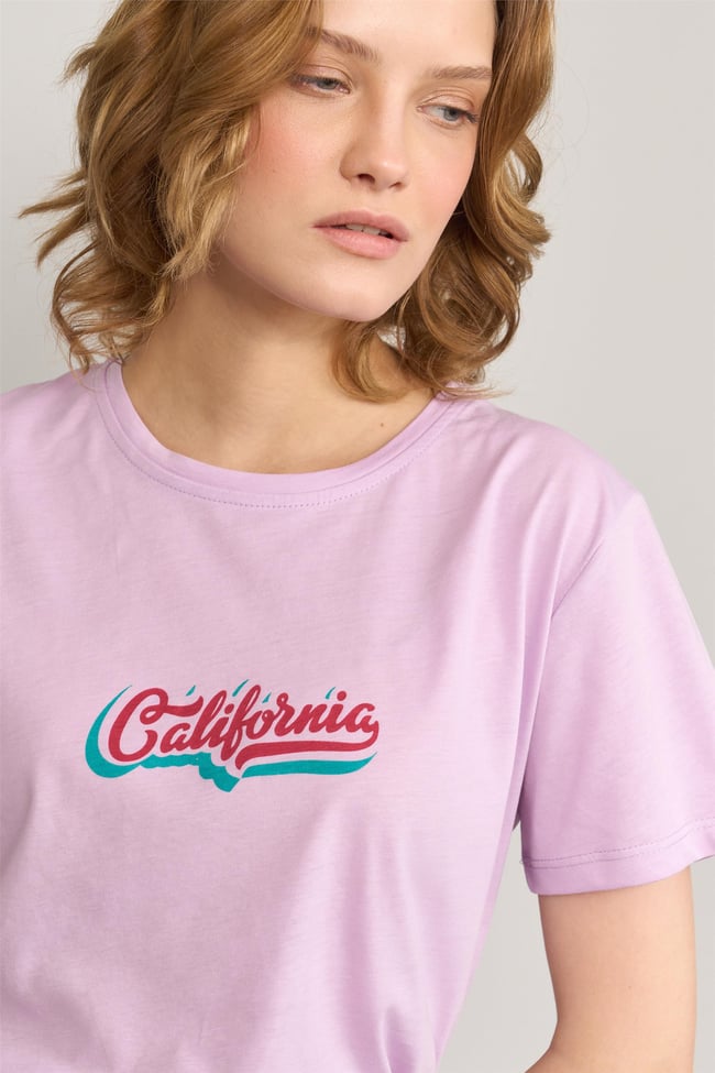Çetinkaya Fithit 8483 Bayan Bisiklet Yaka 30/1 Compact Penye Süprem Baskılı T-shirt Lila