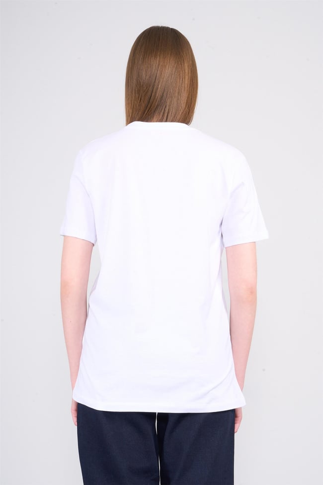 Çetinkaya Fithit 8512 Bayan Bisiklet Yaka 30/1 Penye Baskılı Regular T-shirt Beyaz