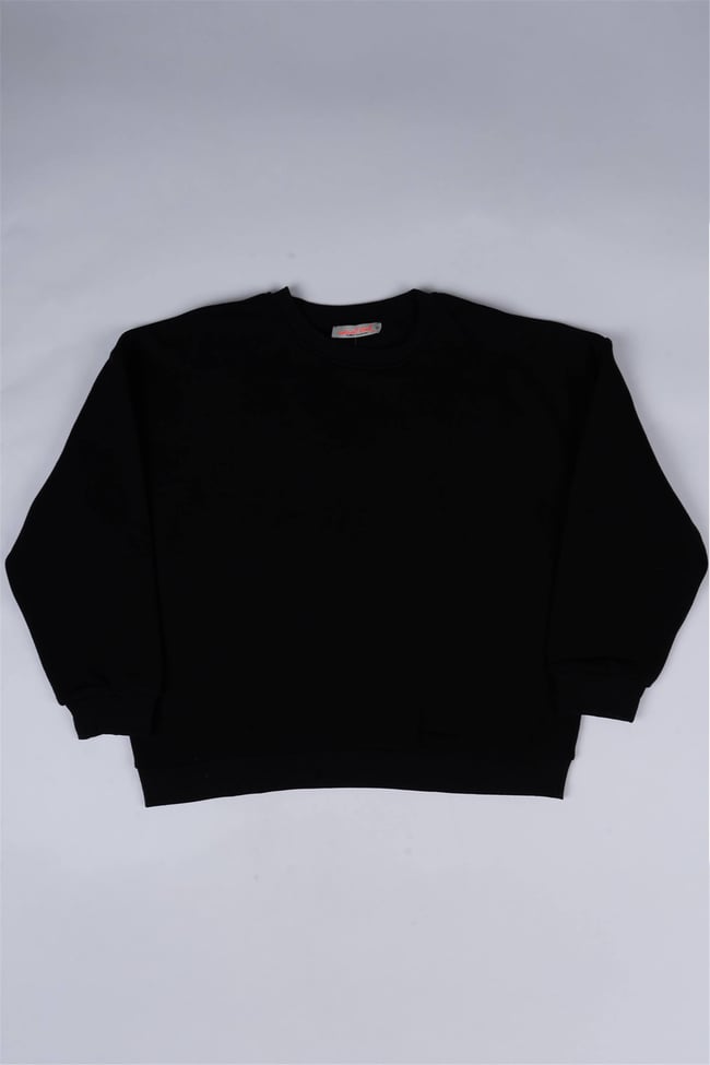 Çetinkaya Fithit Plus 805 Kadın Basic 3 İplik Şardonlu Sweatshirt Siyah