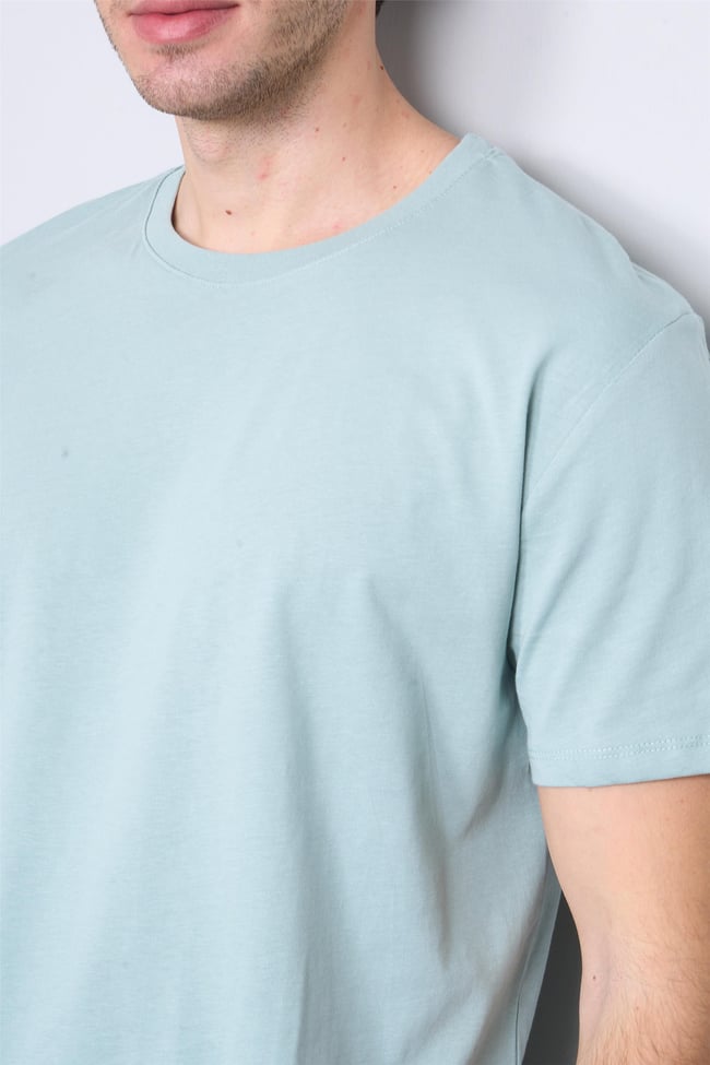Çetinkaya Mentality 2772  Bisiklet Yaka Basic T-Shirt Eski Yeşil