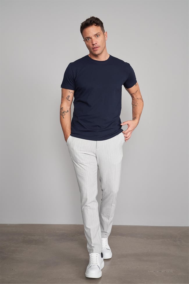 Çetinkaya Mentality 2772 Bisiklet Yaka Basic T-Shirt Lacivert