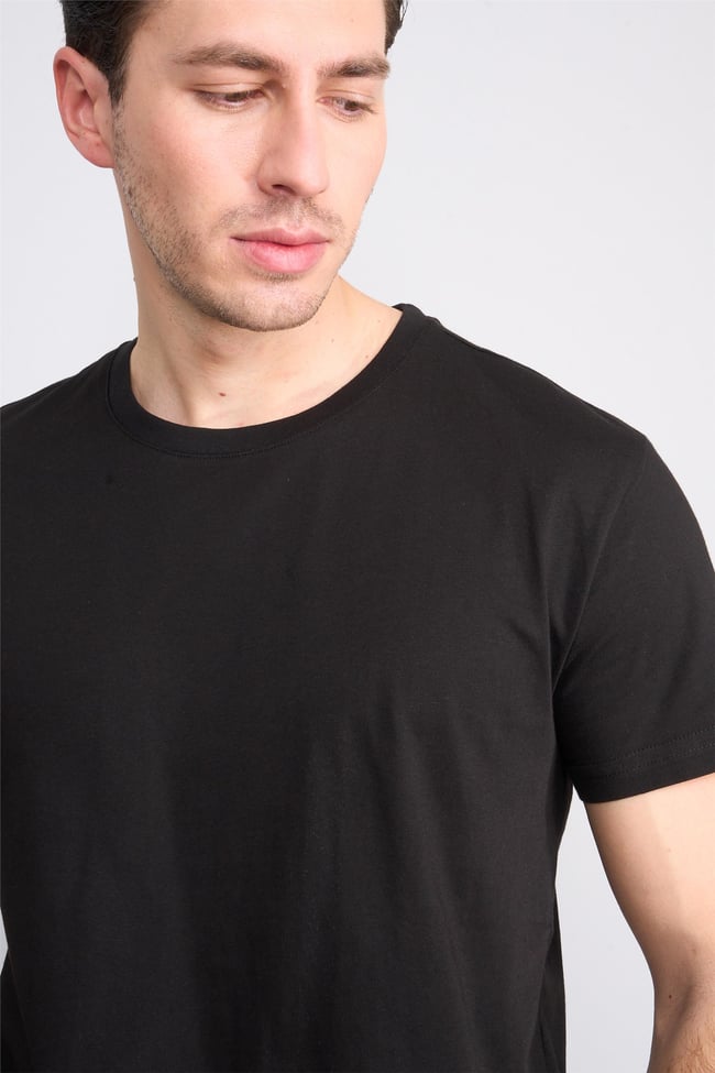 Çetinkaya Mentality 2772 Bisiklet Yaka Basic Siyah T-Shirt