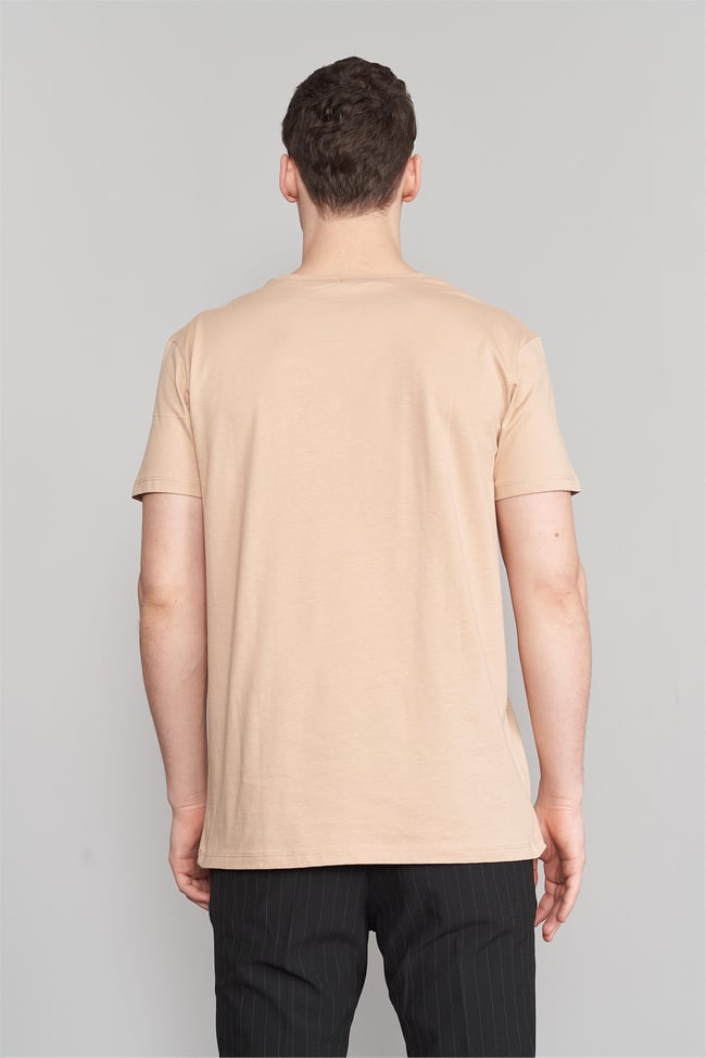 Çetinkaya Mentality 2772 Bisiklet Yaka Penye Slim Fit Camel T-Shirt