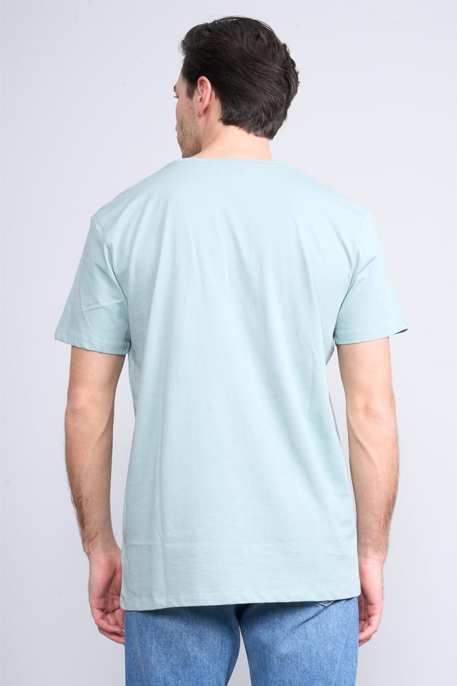 Çetinkaya Mentality 2772  Bisiklet Yaka Basic T-Shirt Eski Yeşil
