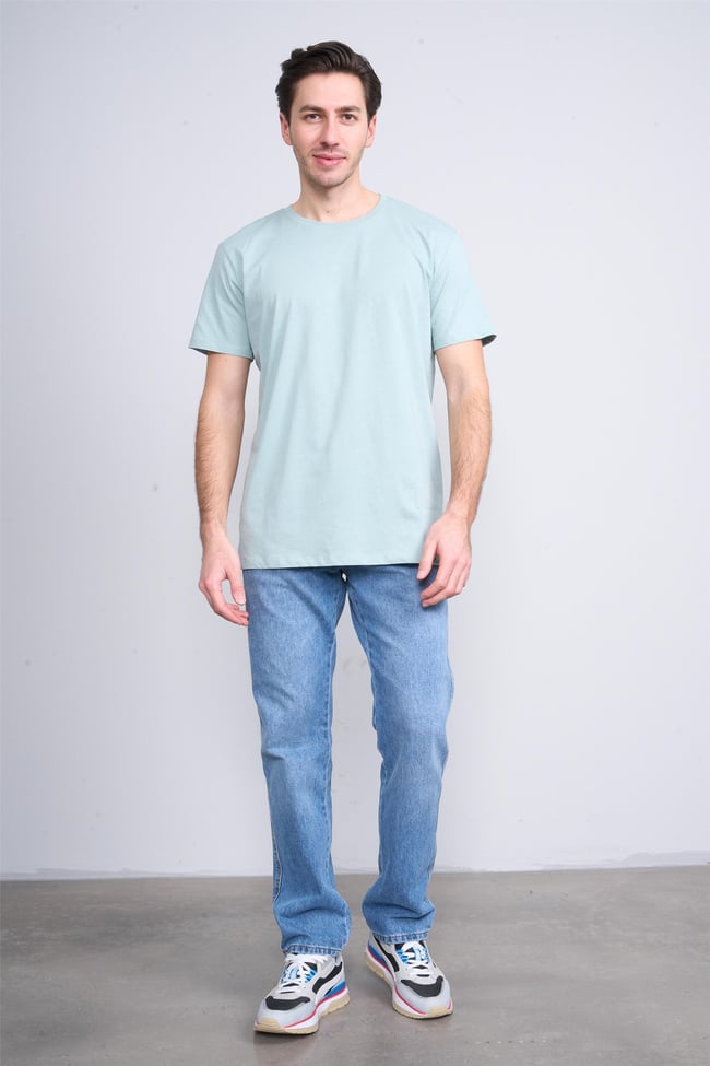 Çetinkaya Mentality 2772  Bisiklet Yaka Basic T-Shirt Eski Yeşil