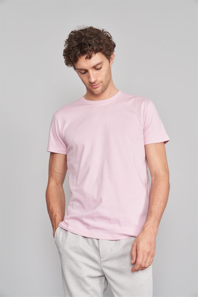 Çetinkaya Mentality 2772 Erkek Bisiklet Yaka T-Shirt Açık Pembe