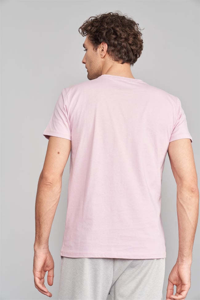 Çetinkaya Mentality 2772 Erkek Bisiklet Yaka T-Shirt Açık Pembe