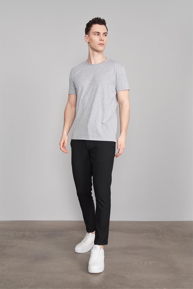 Çetinkaya Mentality 2772B Bisiklet Yaka Kar Melanj T-Shirt