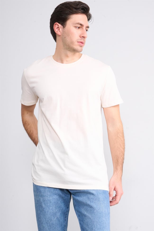 Çetinkaya Mentality 2772B Bisiklet Yaka Süprem Slim Fit Koyu Krem T-shirt