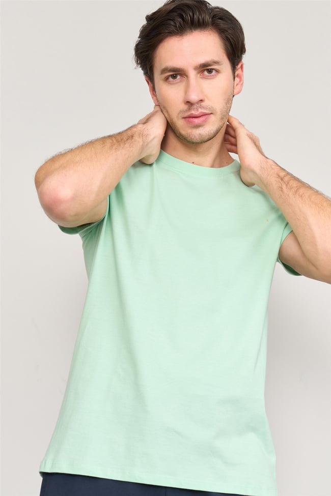 Çetinkaya Mentality 2772B Bisiklet Yaka Basic T-Shirt Mint
