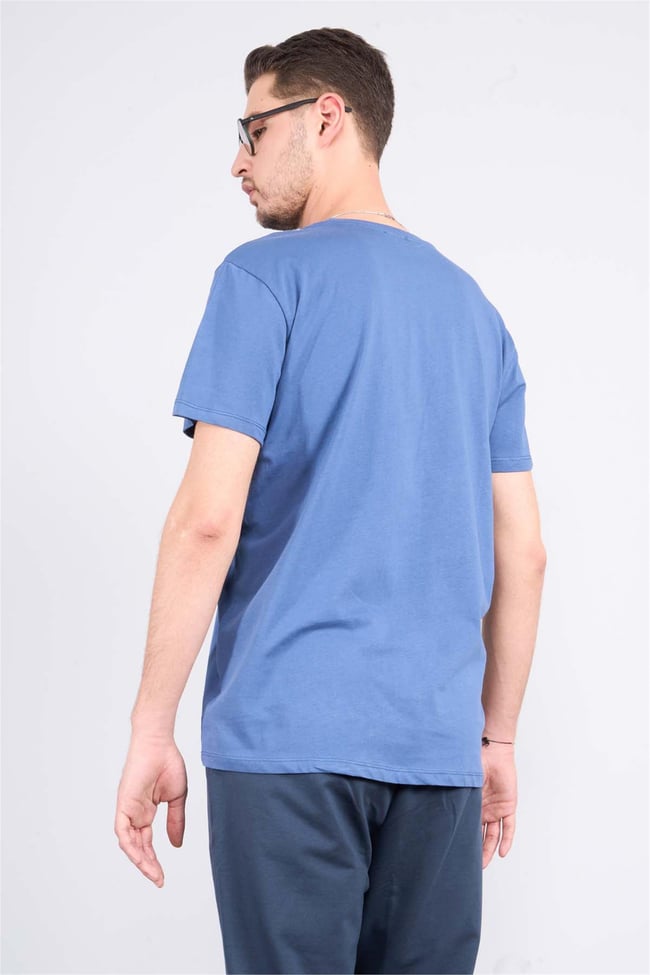 Çetinkaya Mentality 2772B Bisiklet Yaka Süprem Slim Fit İndigo T-shirt