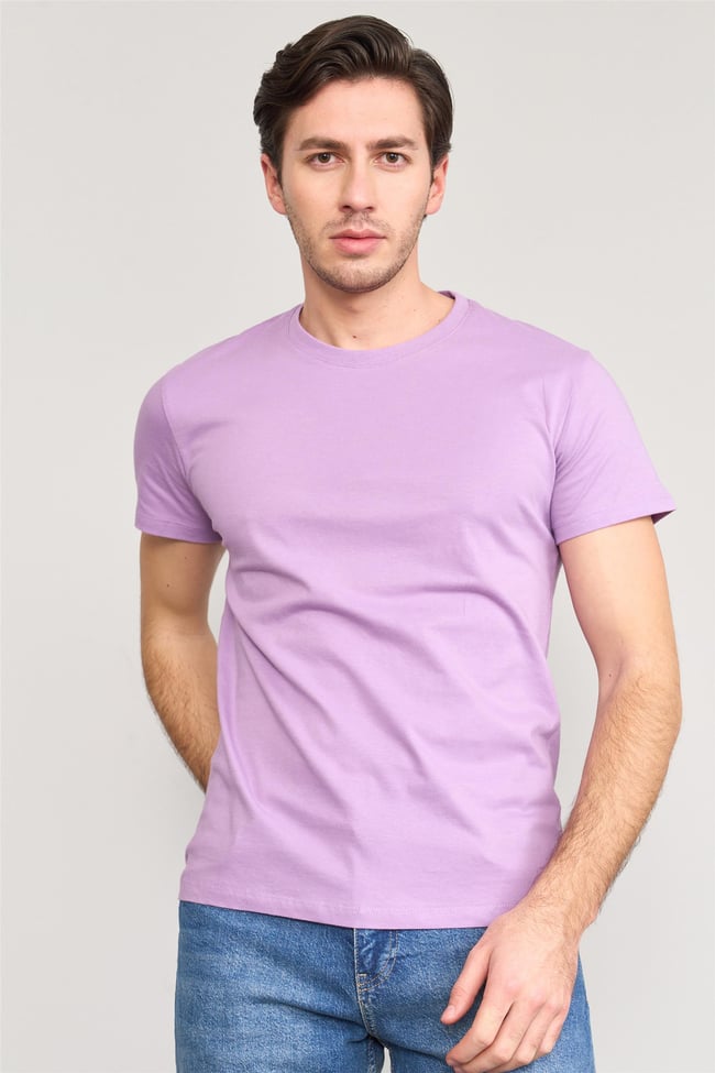 Çetinkaya Mentality 2772B  Bisiklet Yaka Basic T-Shirt Lila