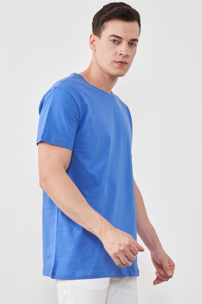 Çetinkaya Mentality 2772B  Bisiklet Yaka Basic T-Shirt Saks