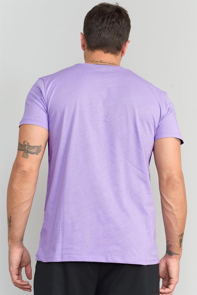 Çetinkaya Mentality 2772V -S V Yaka Basic T-Shirt Kirli Lila
