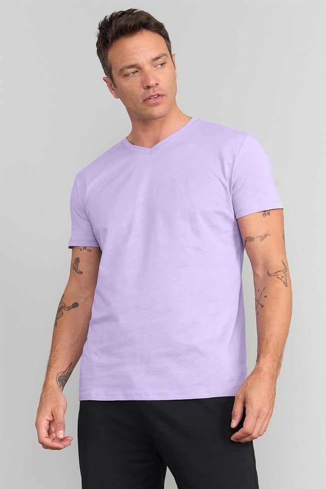 Çetinkaya Mentality 2772V -S V Yaka Basic T-Shirt Kirli Lila