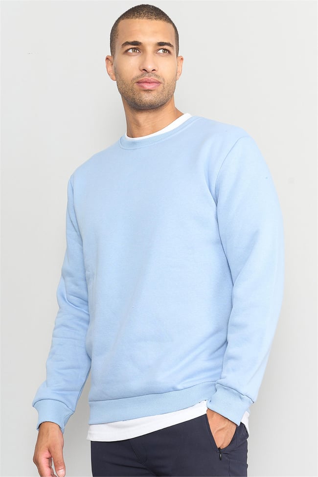 Çetinkaya Mentality 3036 3 İp Bisiklet Yaka Mavi Sweatshirt