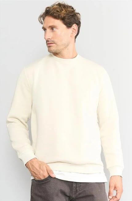 Çetinkaya Mentality 3036 3 İplik Bisiklet Yaka Krem 3'lü Sweatshirt Seti Siyah-Krem-Taş