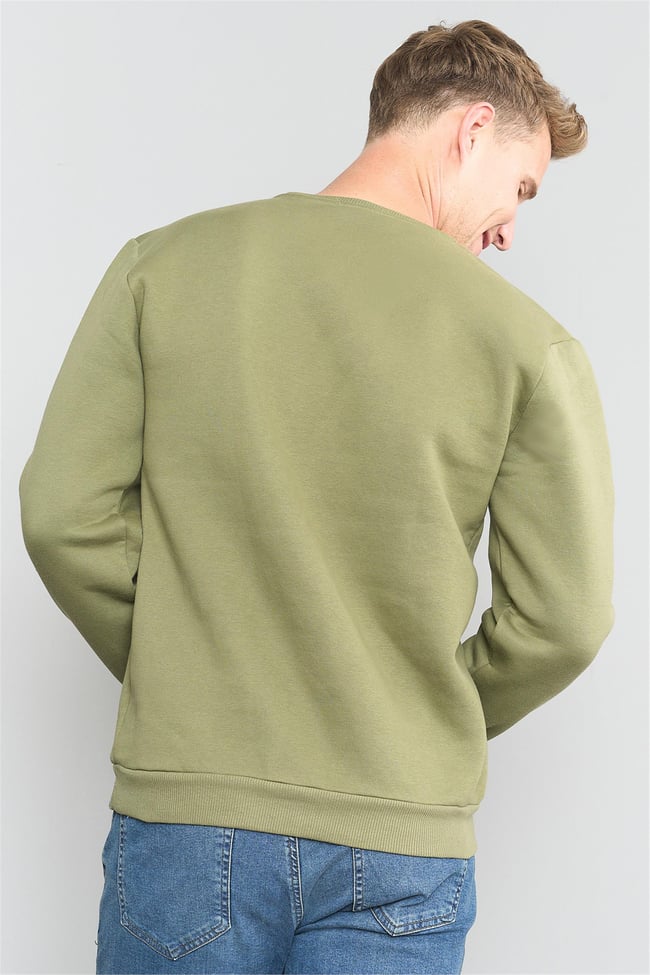 Çetinkaya Mentality 3036 Bisiklet Yaka Haki Sweatshirt