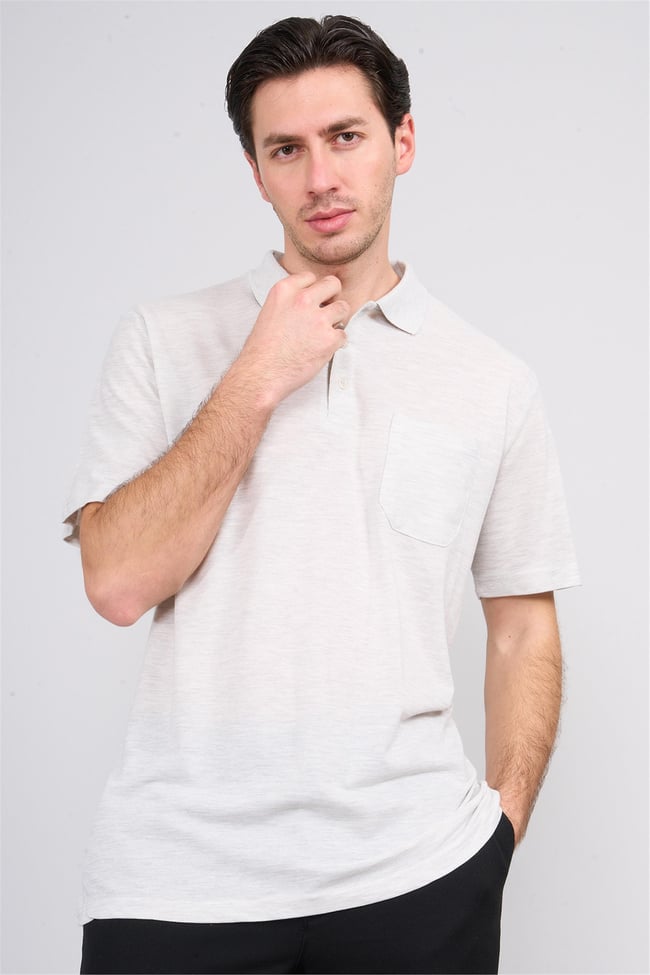 Çetinkaya Mentality 3140 Polo Yaka Penye Pike Cepli Regular T-Shirt Karmelanj