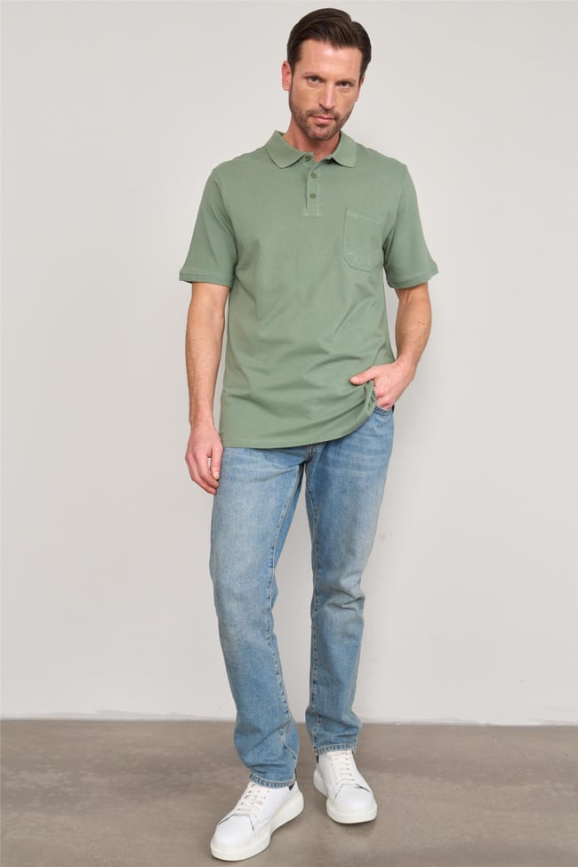 Çetinkaya Mentality 3140 Polo Yaka Penye Pike Cepli Regular T-Shirt Haki