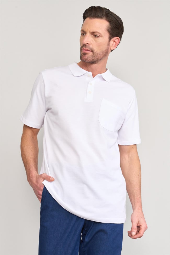 Çetinkaya Mentality 3140 Polo Yaka Penye Pike Cepli Regular T-Shirt Beyaz