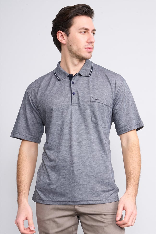 Çetinkaya Mentality 3372 Erkek Cepli Polo Yaka Regular Lacivert-Grimelanj T-Shirt