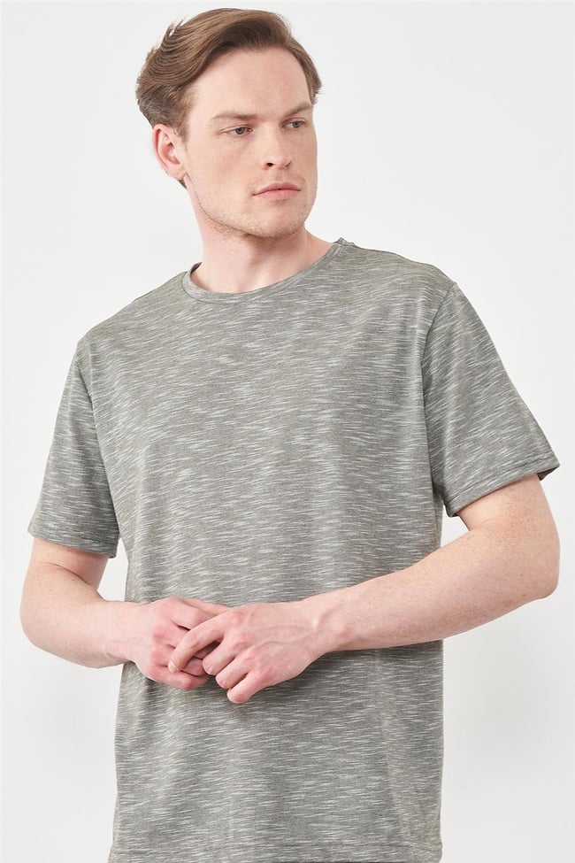 Çetinkaya Mentality 3446 Bisiklet Yaka Regular T-Shirt Haki