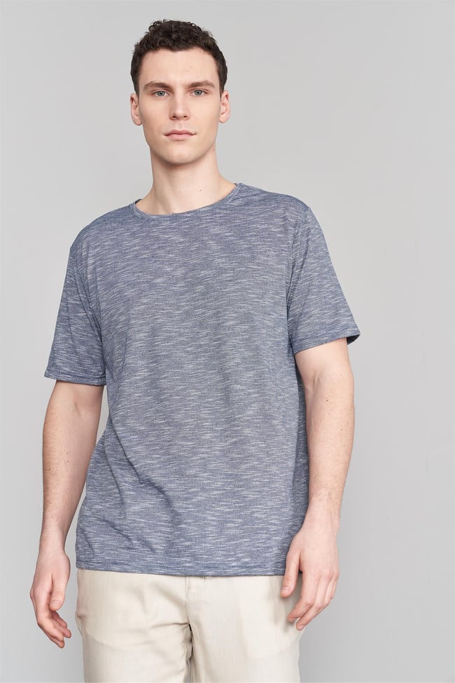 Çetinkaya Mentality 3446 Bisiklet Yaka Regular T-Shirt İndigo