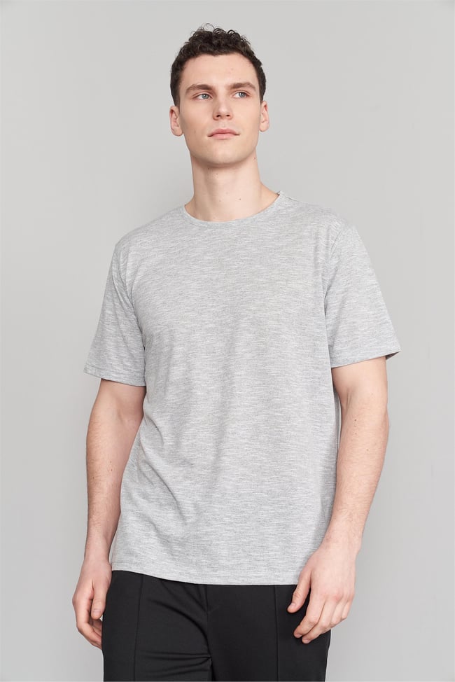 Çetinkaya Mentality 3446 Bisiklet Yaka Regular T-Shirt Gri