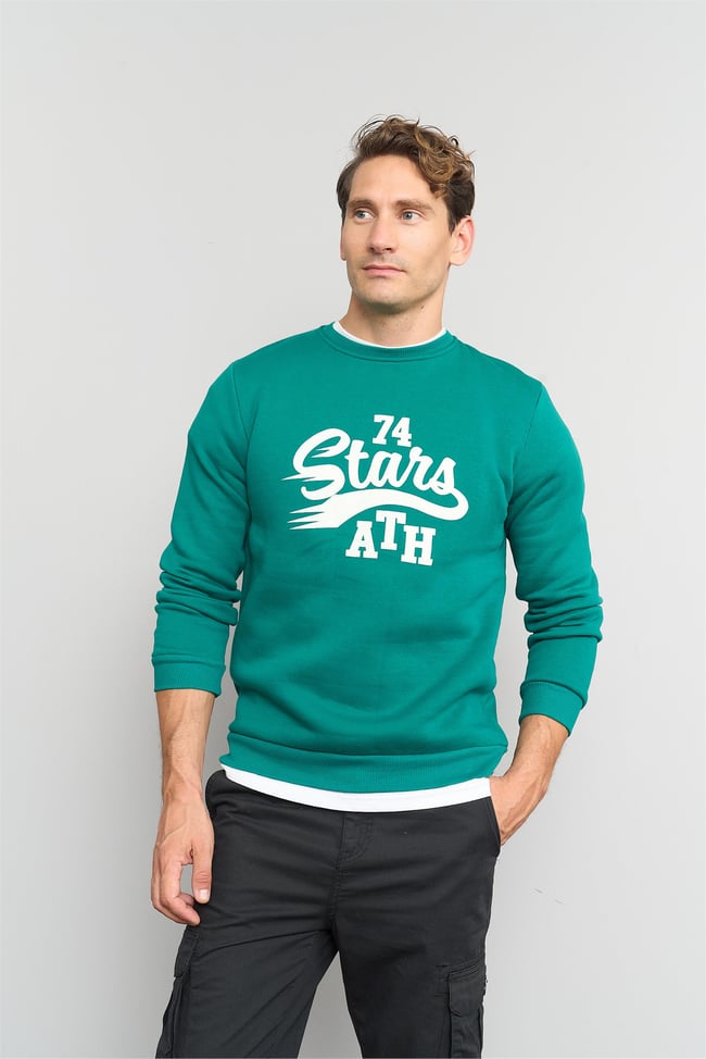 Çetinkaya Mentality 3476 Bisiklet Yaka 3 İplik Şardonlu Zümrüt Sweatshirt