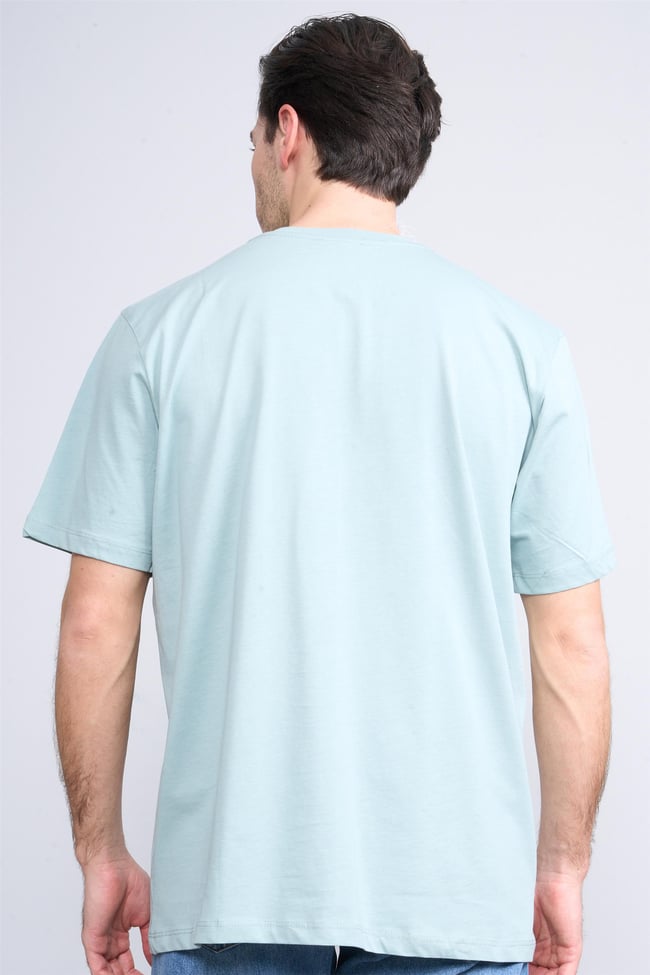 Çetinkaya Mentality 3698 Bisiklet Yaka Penye Regular Baskılı T-shirt Mavi Yeşil
