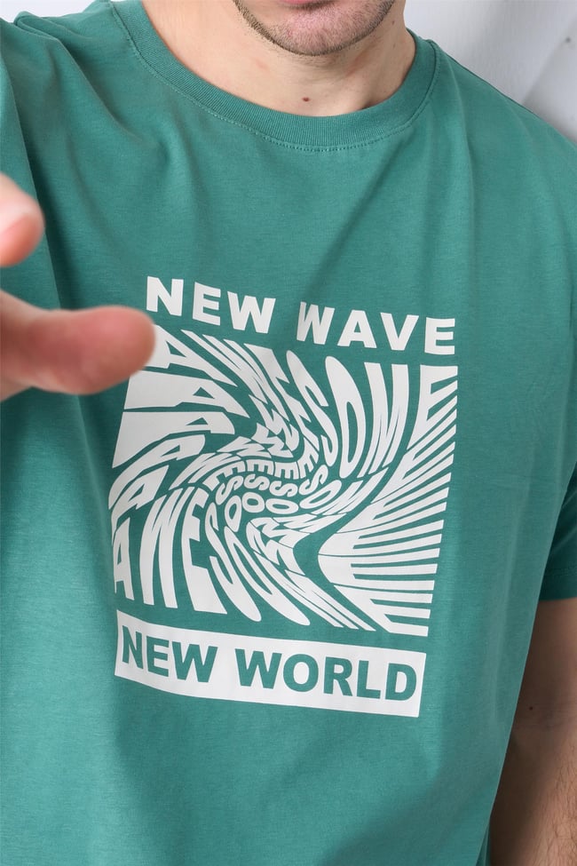 Çetinkaya Mentality 3698 Bisiklet Yaka Penye Regular Baskılı T-shirt Eski Yeşil