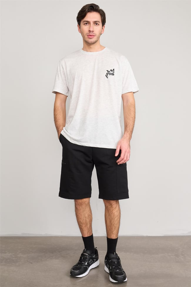 Çetinkaya Mentality 3722 Bisiklet Yaka Penye Regular Baskılı T-Shirt Karmelanj