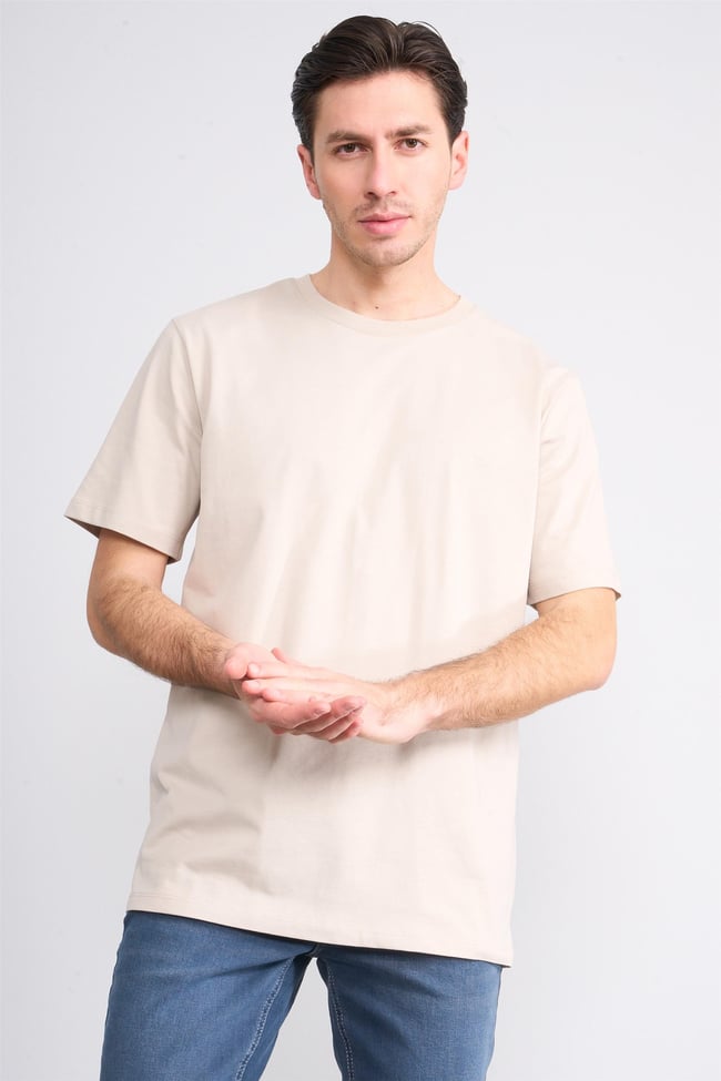 Çetinkaya Mentality 3880 Bisiklet Yaka 16/1 Süprem Regular T-shirt Vizon