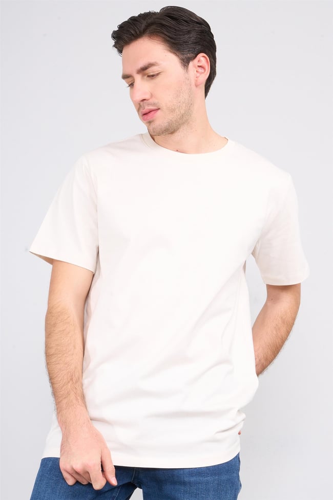 Çetinkaya Mentality 3880 Bisiklet Yaka 16/1 Süprem Regular T-shirt Koyu Krem