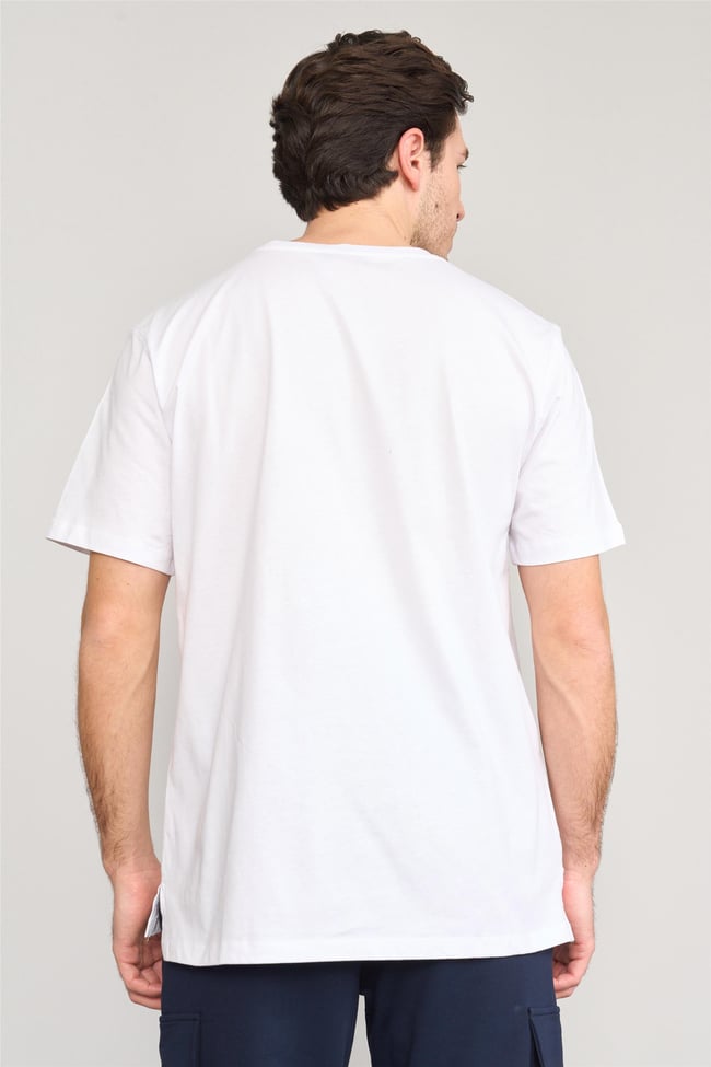 Çetinkaya Mentality 3881 B Yaka Regular Baskılı T-Shirt Beyaz