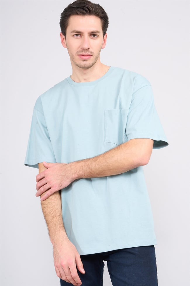 Çetinkaya Mentality 3892 Bisiklet Yaka 30/2 Süprem Loose Fit T-shirt Eski Yeşil