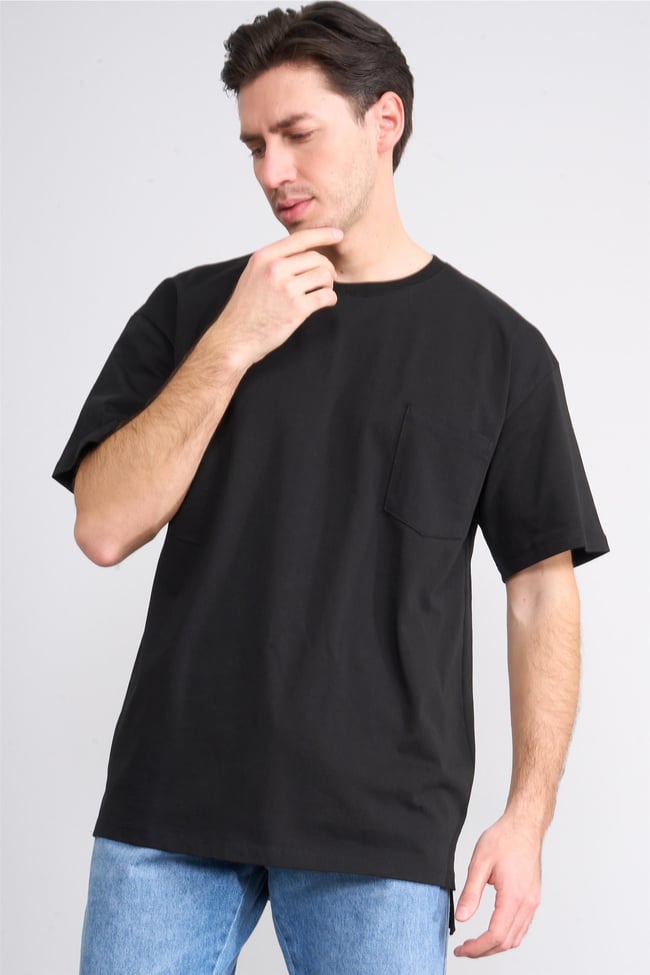 Çetinkaya Mentality 3892 Bisiklet Yaka 30/2 Süprem Loose Fit T-shirt Siyah