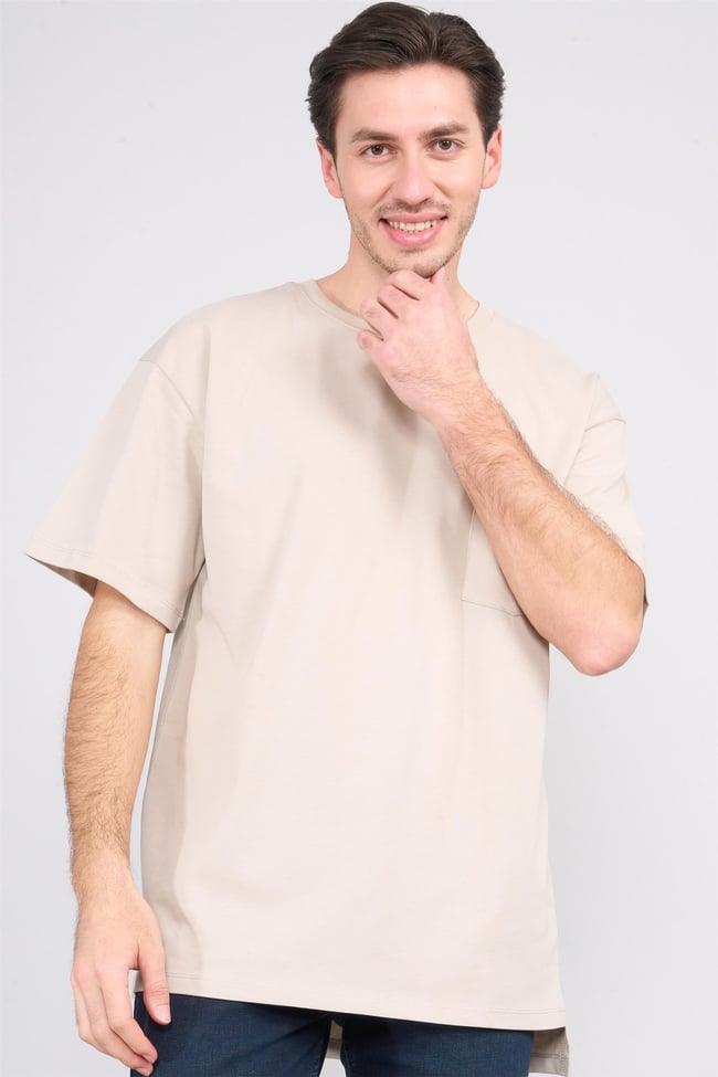 Çetinkaya Mentality 3892 Bisiklet Yaka 30/2 Süprem Loose Fit T-shirt Vizon