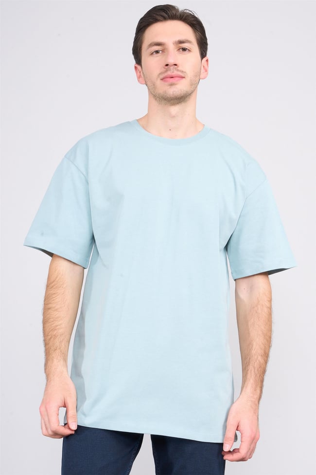 Çetinkaya Mentality 3893 Bisiklet Yaka 30/2 Süprem Loose Fit T-shirt Eski Yeşil