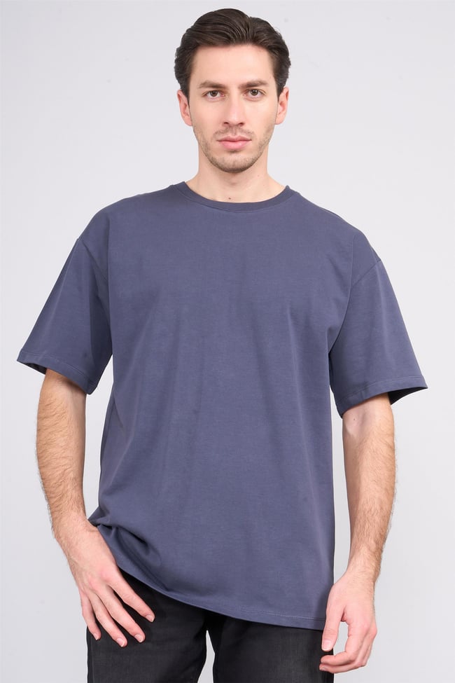 Çetinkaya Mentality 3893 Bisiklet Yaka 30/2 Süprem Loose Fit T-shirt Koyu Gri