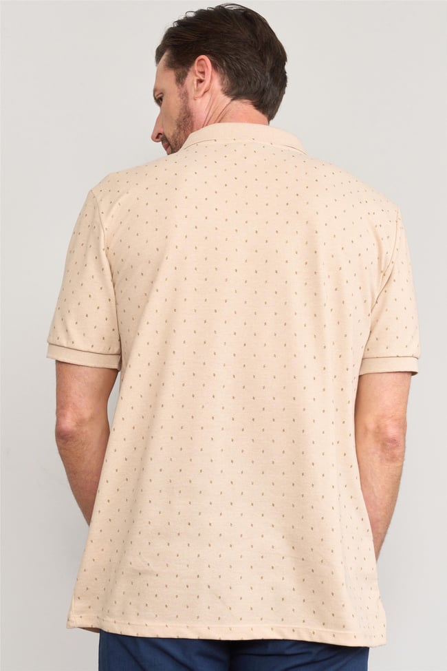 Çetinkaya Mentality 4134 Polo Yaka Rejenere Pike Metraj Baskı Regular T-Shirt Vizon