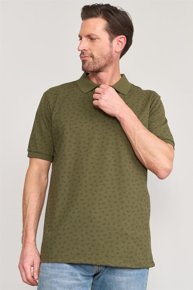 Çetinkaya Mentality 4137 Polo Yaka Rejenere Pike Metraj Baskı Regular T-Shirt Haki